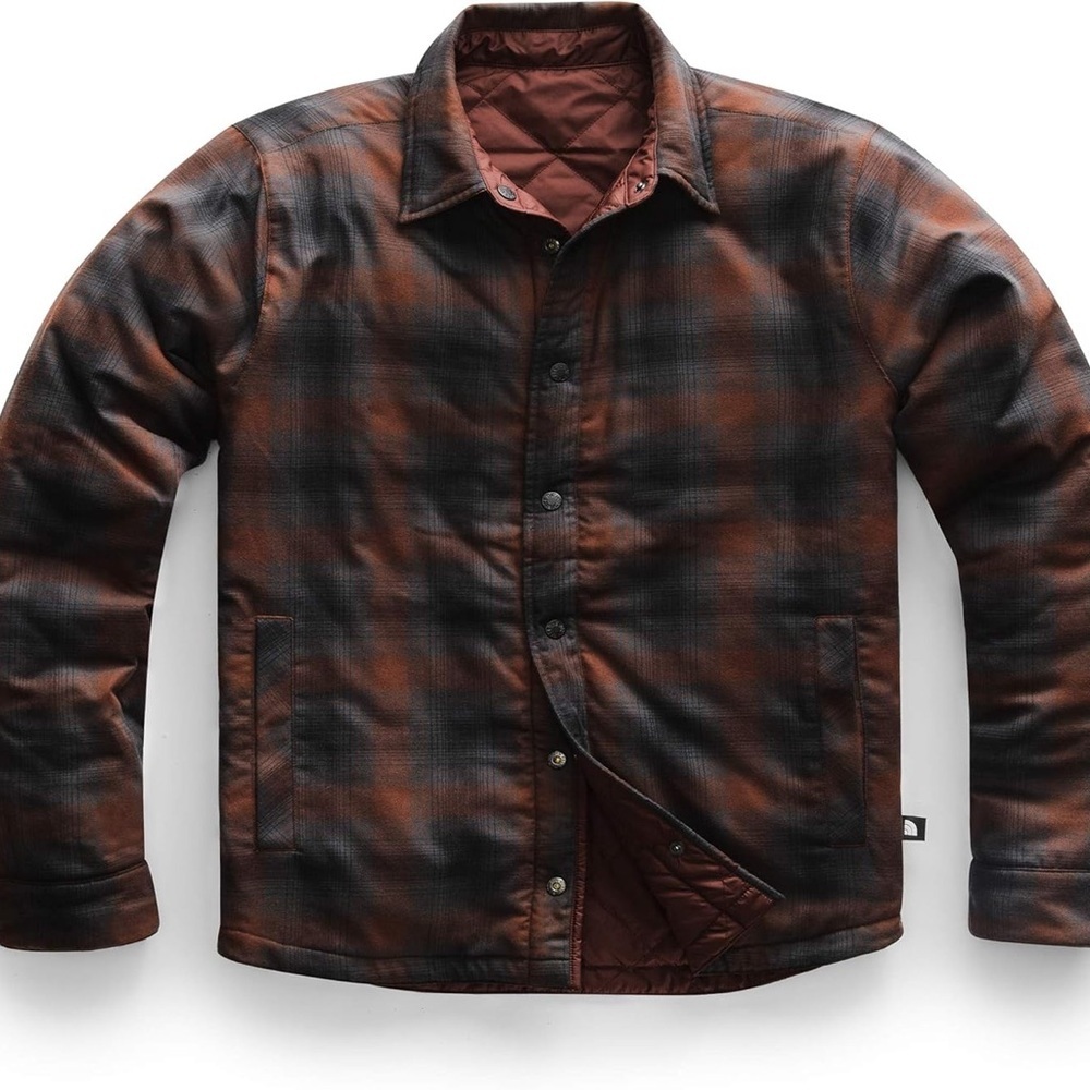 THE NORTH FACE Fort Point Insulated Reversible Flannel Sequoia Red Mens Small - Picture 2 of 15